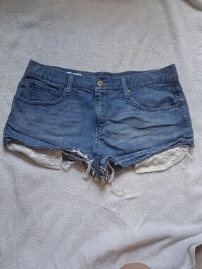 GAP Blue Denim Cutoff Shorts with White Lace Inset